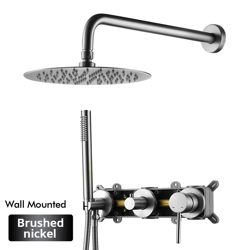 Gunmetal Shower Faucet 8-16 Wall Mounted Concealed Control