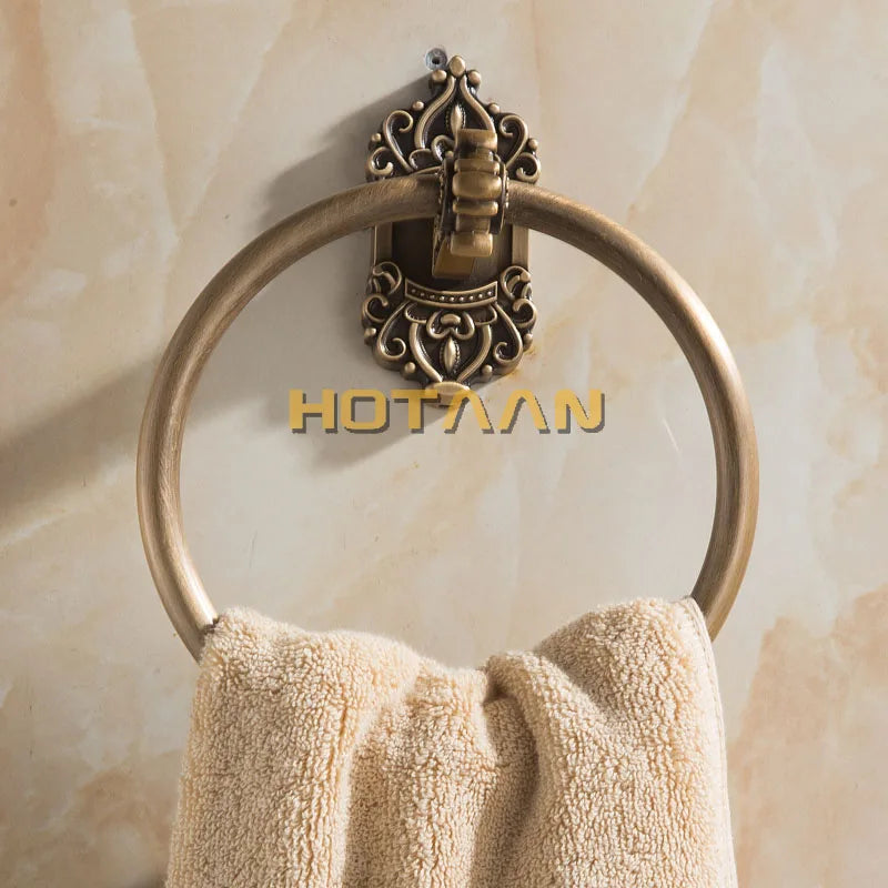 Solid Aluminium Wall-Mounted Round Antique Brass Color Towel