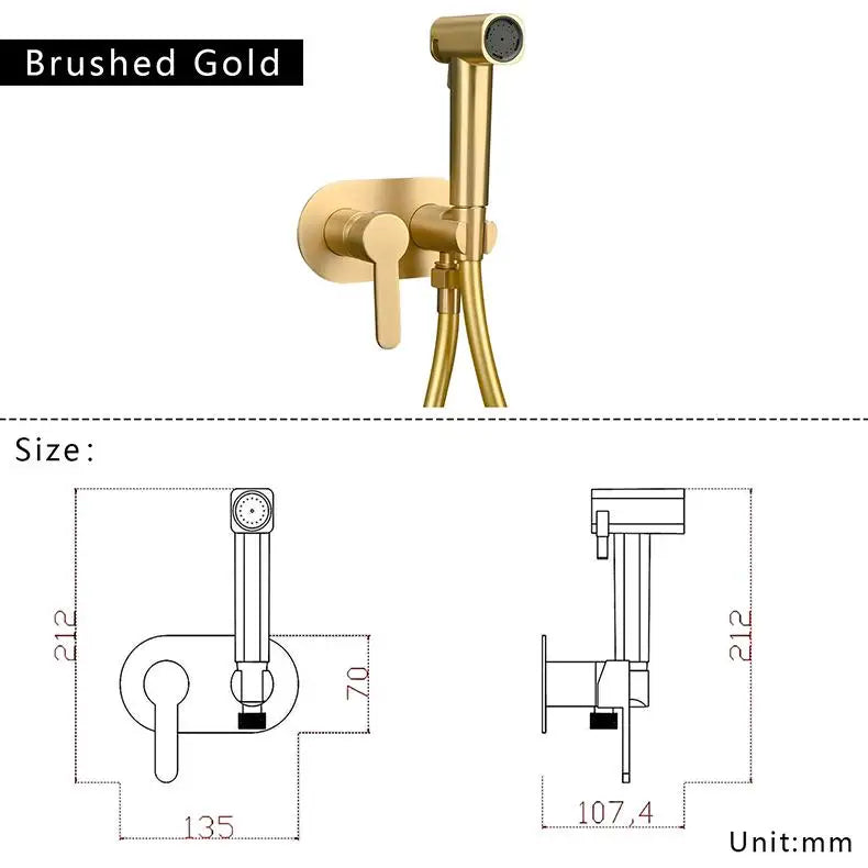 Brass Wall Mount Toilet Bidet Sprayer Faucet Cold