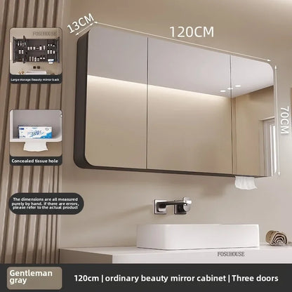 Arc-Shaped Smart Bathroom Mirror Cabinet Wall-Mounted Bathroom