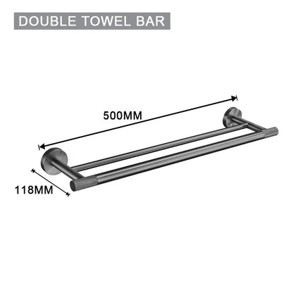 Grey Bathroom Hardware Kit Stainless Steel Round Wall