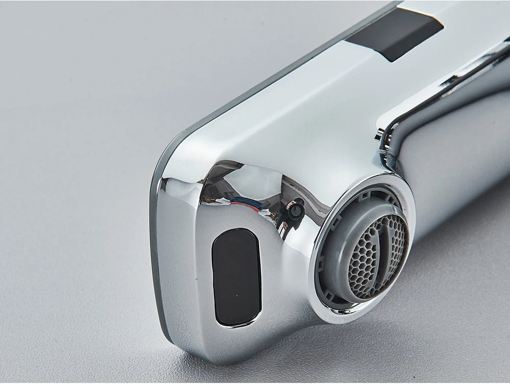 White Chrome Smart Sensor Basin Faucet Screen Digital