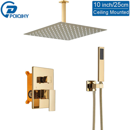 Golden Shower Faucets 2-Ways Rainfall Shower System Wall
