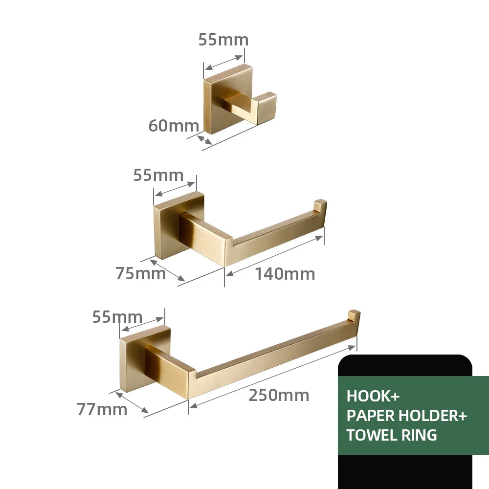 Matte Gold Towel Rack 304 Stainless Steel Towel