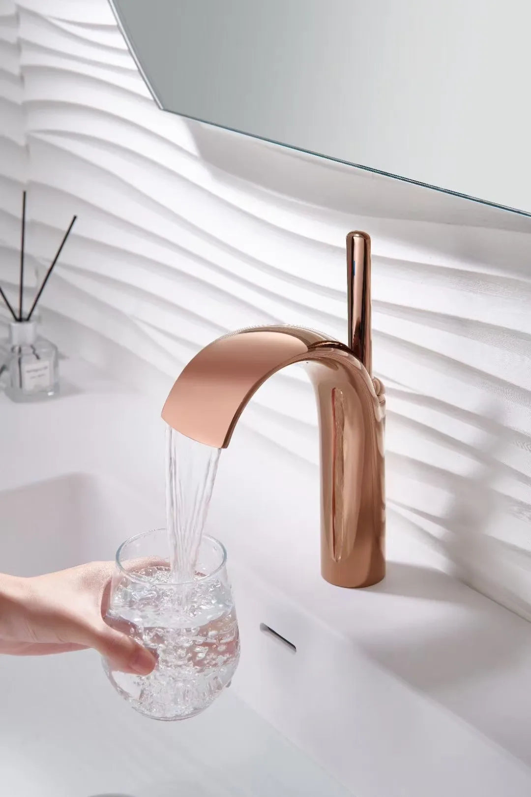 Rose Gold Basin Faucet Bathroom Lever Cold Sink
