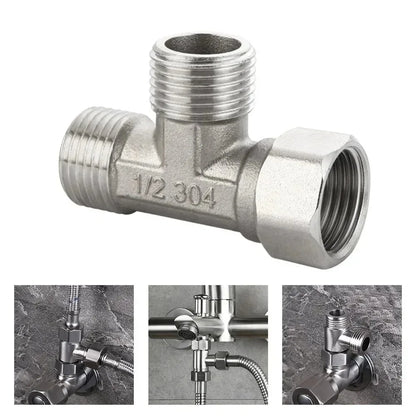 G1/2 Way T-Adapter Bathroom Shower Faucet Water Splitter