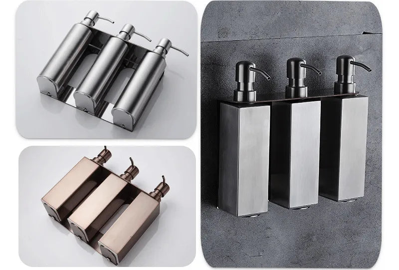 Black Liquid Soap Dispenser Shampoo Hotel Bathroom Wall