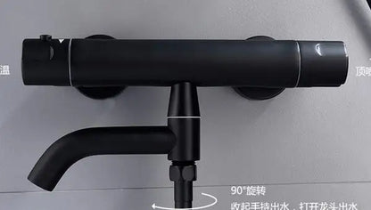 Black Chrome Thermostatic Shower Faucets Valve Brass Bathroom