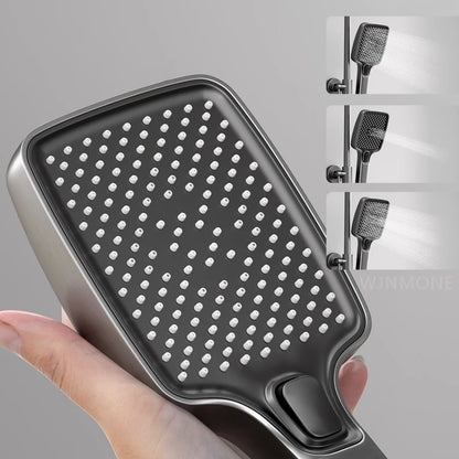Bathroom Luxury Shower System Lights Tempered Glass Piano