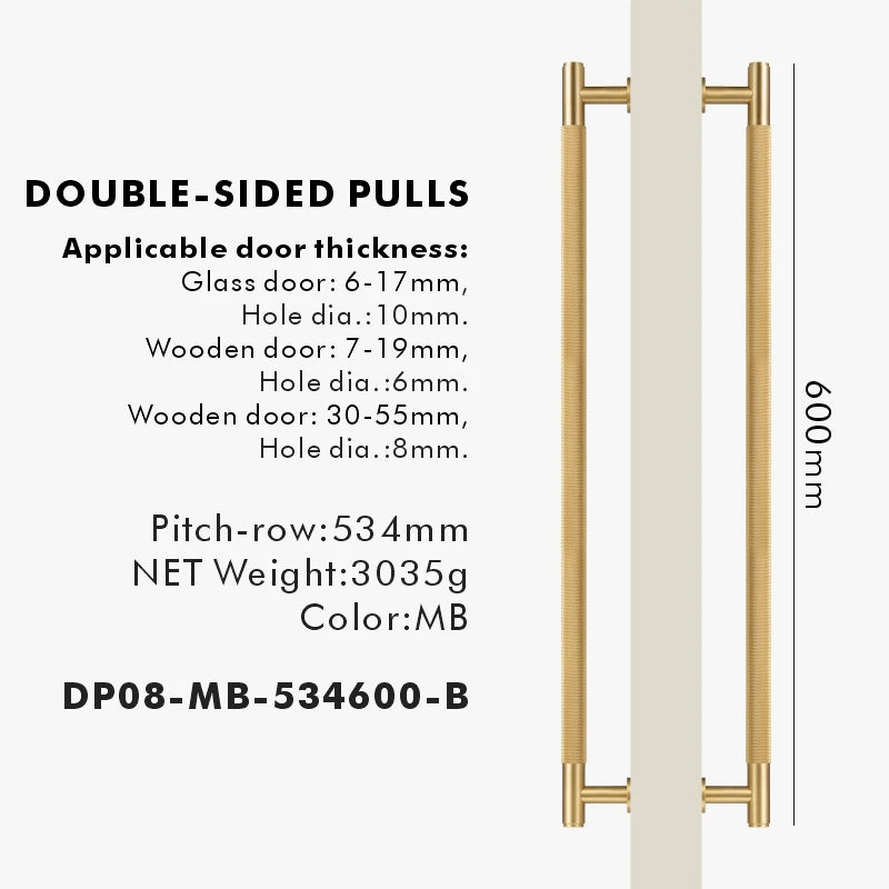 Nurlin Brass Door Double Sided Knurled Pull Bar