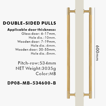 Nurlin Brass Door Double Sided Knurled Pull Bar