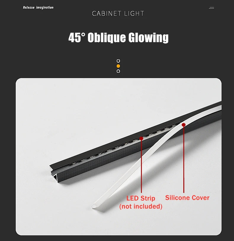 Ultra-Thin Hidden Recessed Cabinet Bar Light 45 Degree