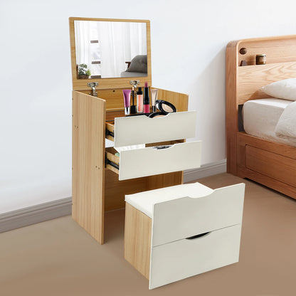 Makeup Vanity Table Drawers Dressing Table Foldable Mirror