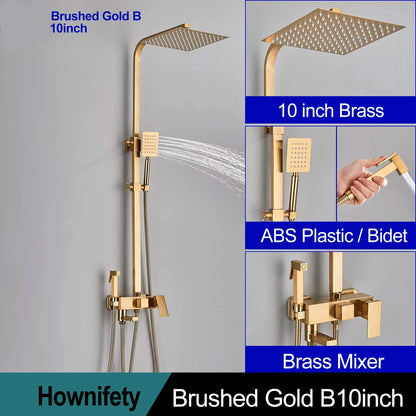 Golden Shower Faucet Rainfall 3/4-Way Bathtub Tap Bathroom