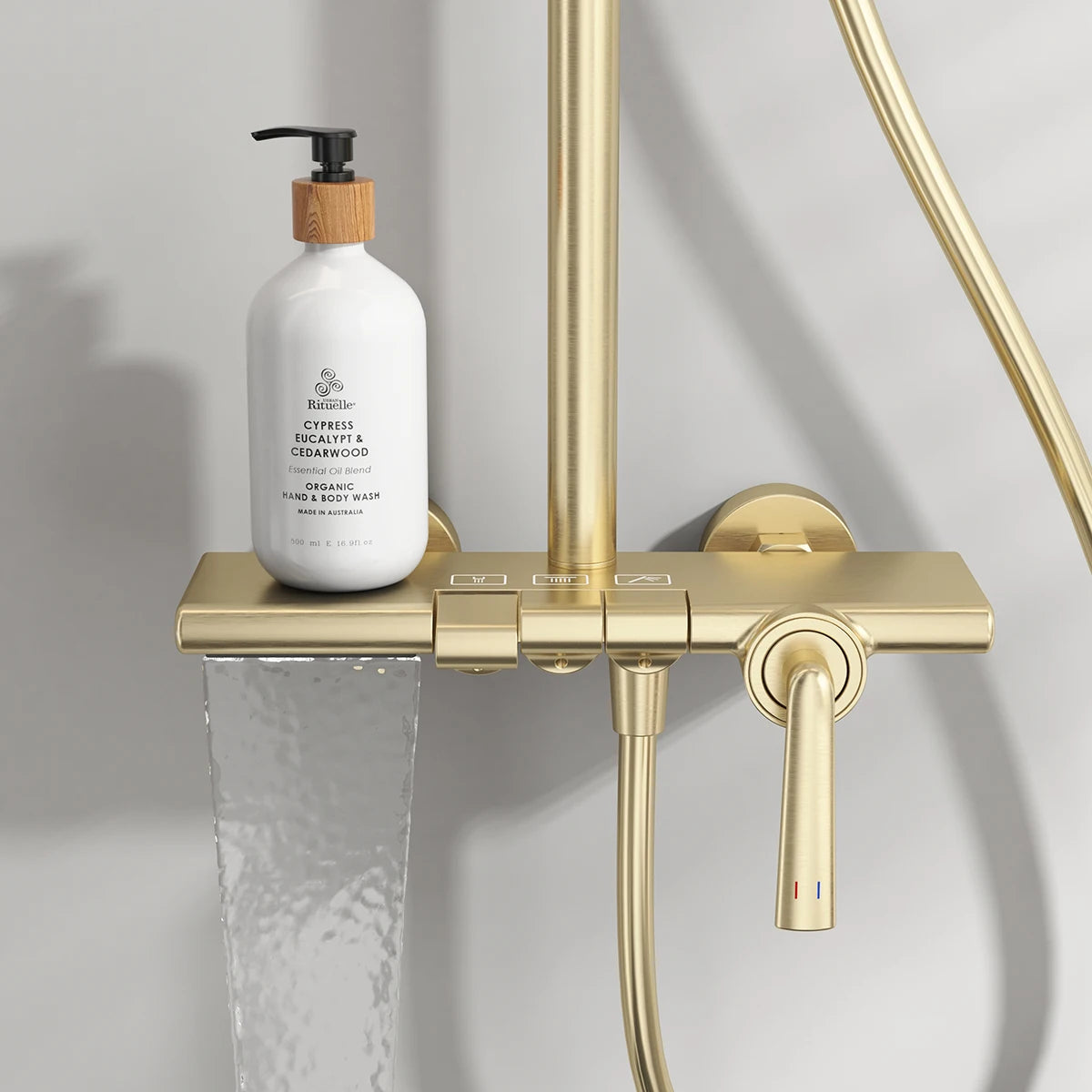 Brushed Rose Gold Bathroom Shower System Faucet 12
