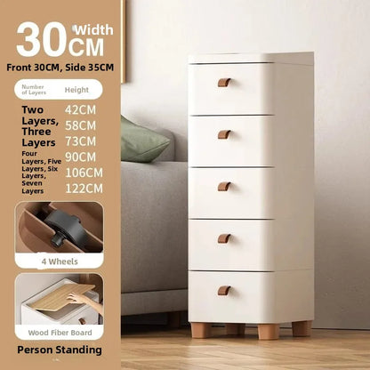Narrow Multi-Layer Drawer Style Storage Cabinet Bathroom