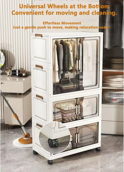 Multi-Functional Folding Storage Cabinet Doors White/Black/Gray