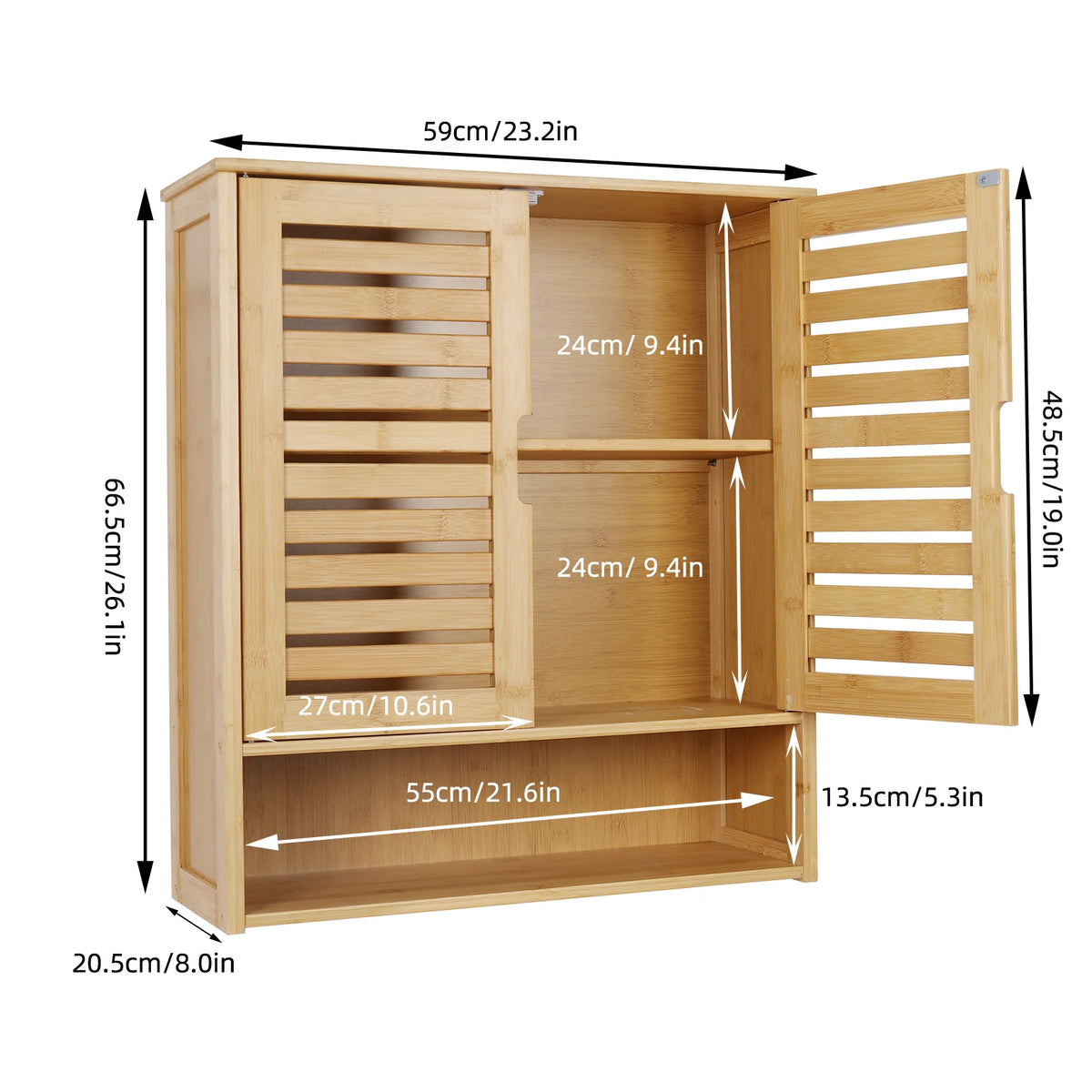 Wall Mounted Bamboo Bathroom Cabinet Storage Shelf Medicine