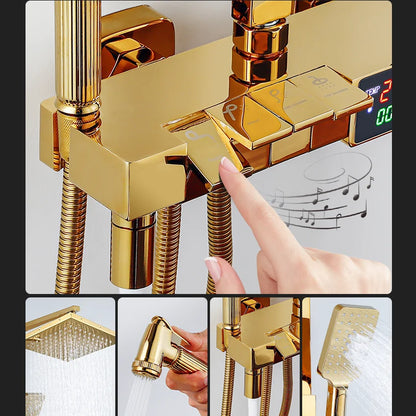 Gold Piano Digital Display Bathroom Shower Brass Bathroom