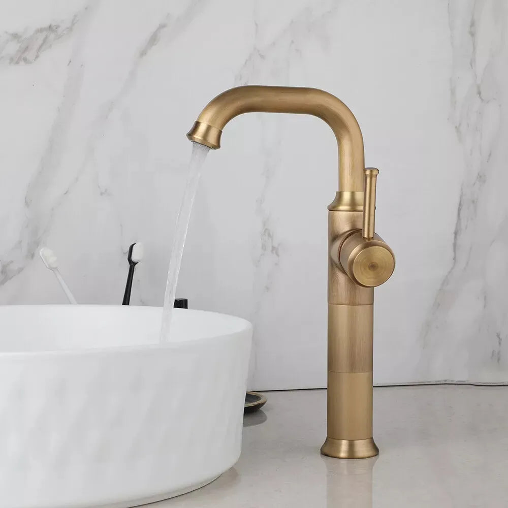 Antique Bathroom Sink Faucet Handle&Hole Mixer Deck Mounted