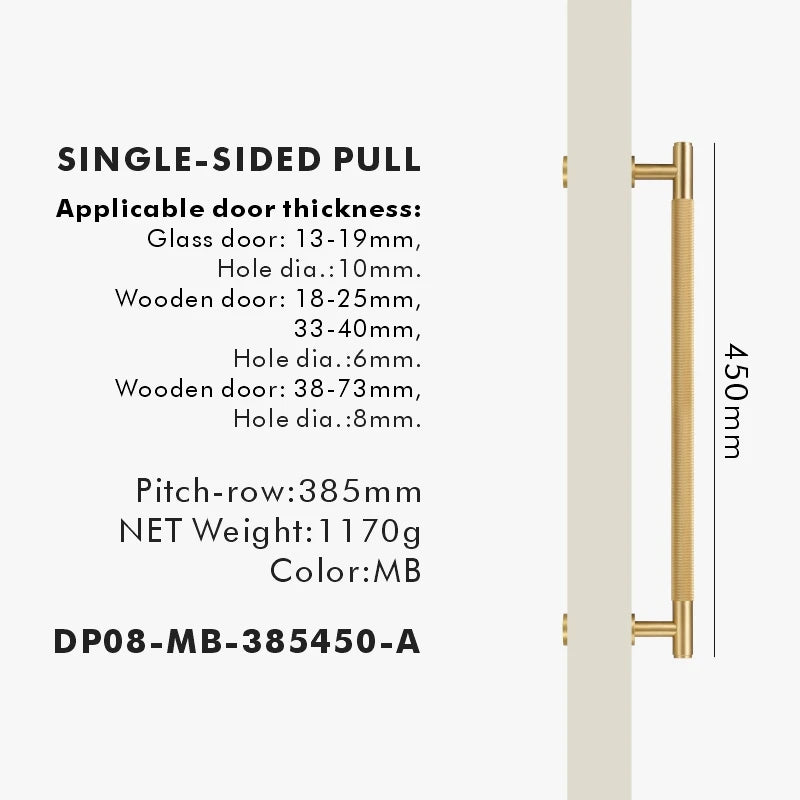 Nurlin Brass Door Double Sided Knurled Pull Bar