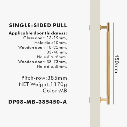 Nurlin Brass Door Double Sided Knurled Pull Bar