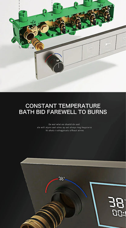 Gun Gray Brass Ceiling Constant Temperature Shower System