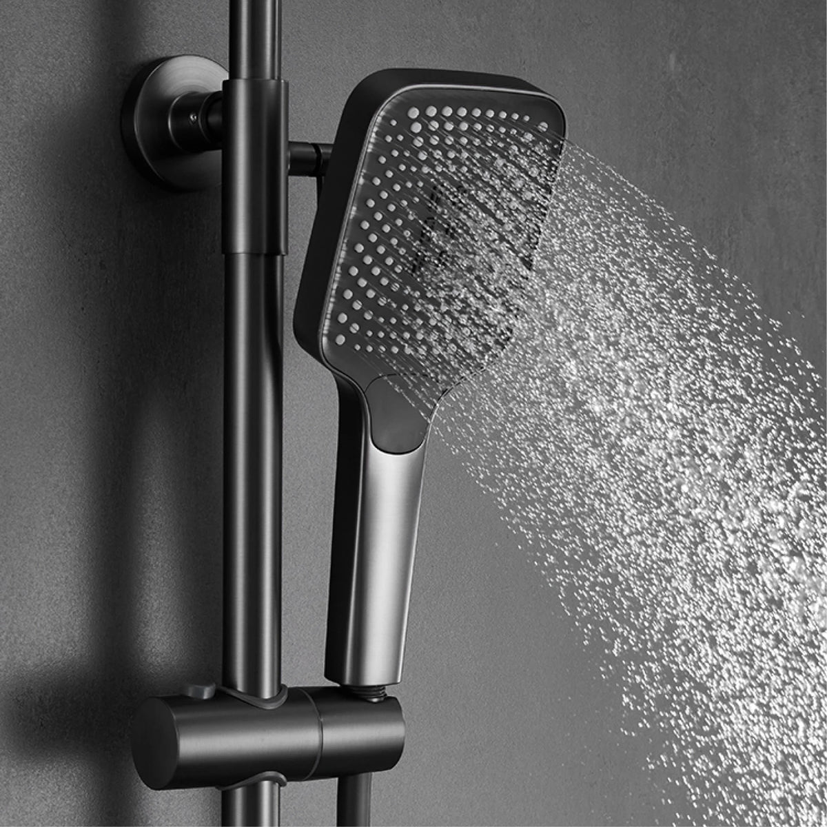 Luxury Gun Gray Brass Bathroom Shower System Digital