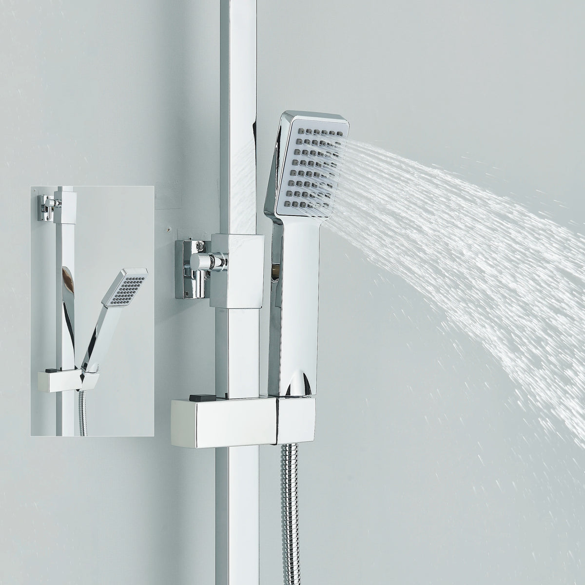 Thermostatic Chrome Shower Faucet Rainfall Headshower Handled