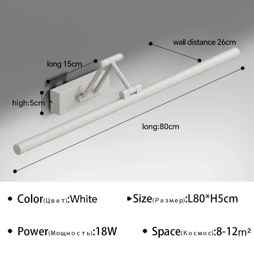 Modern Led Wall Lamp Bathroom Mirror Lamp Retractable