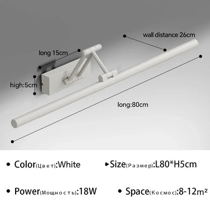 Modern Led Wall Lamp Bathroom Mirror Lamp Retractable