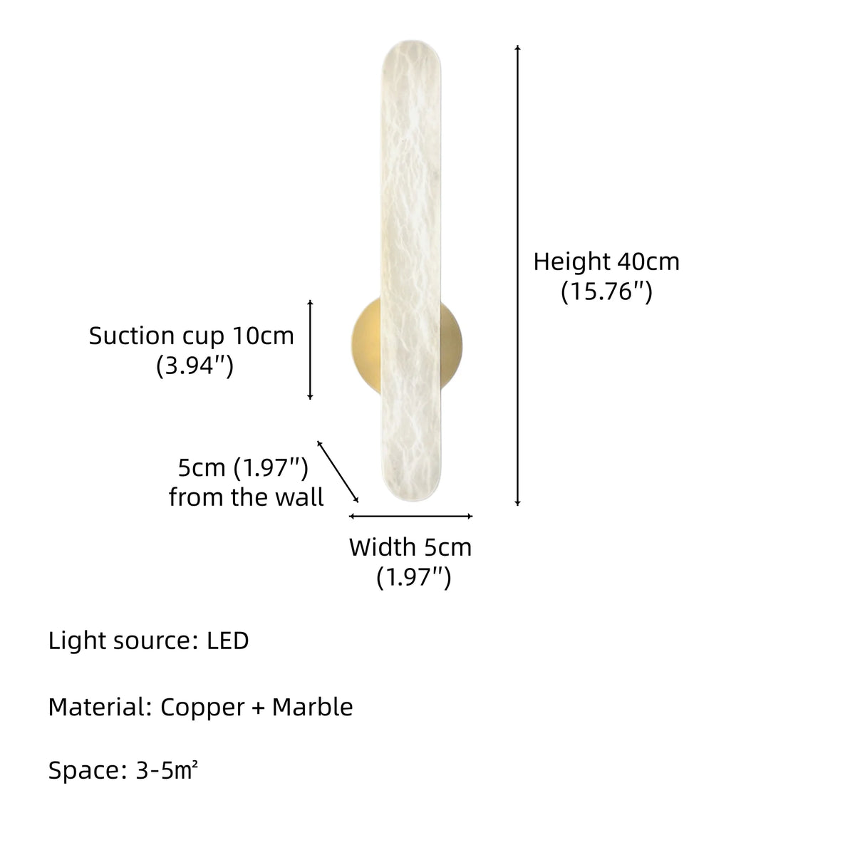 Full Brass Natural Marble Vanity Wall Light Bathroom