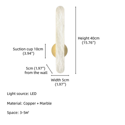 Full Brass Natural Marble Vanity Wall Light Bathroom