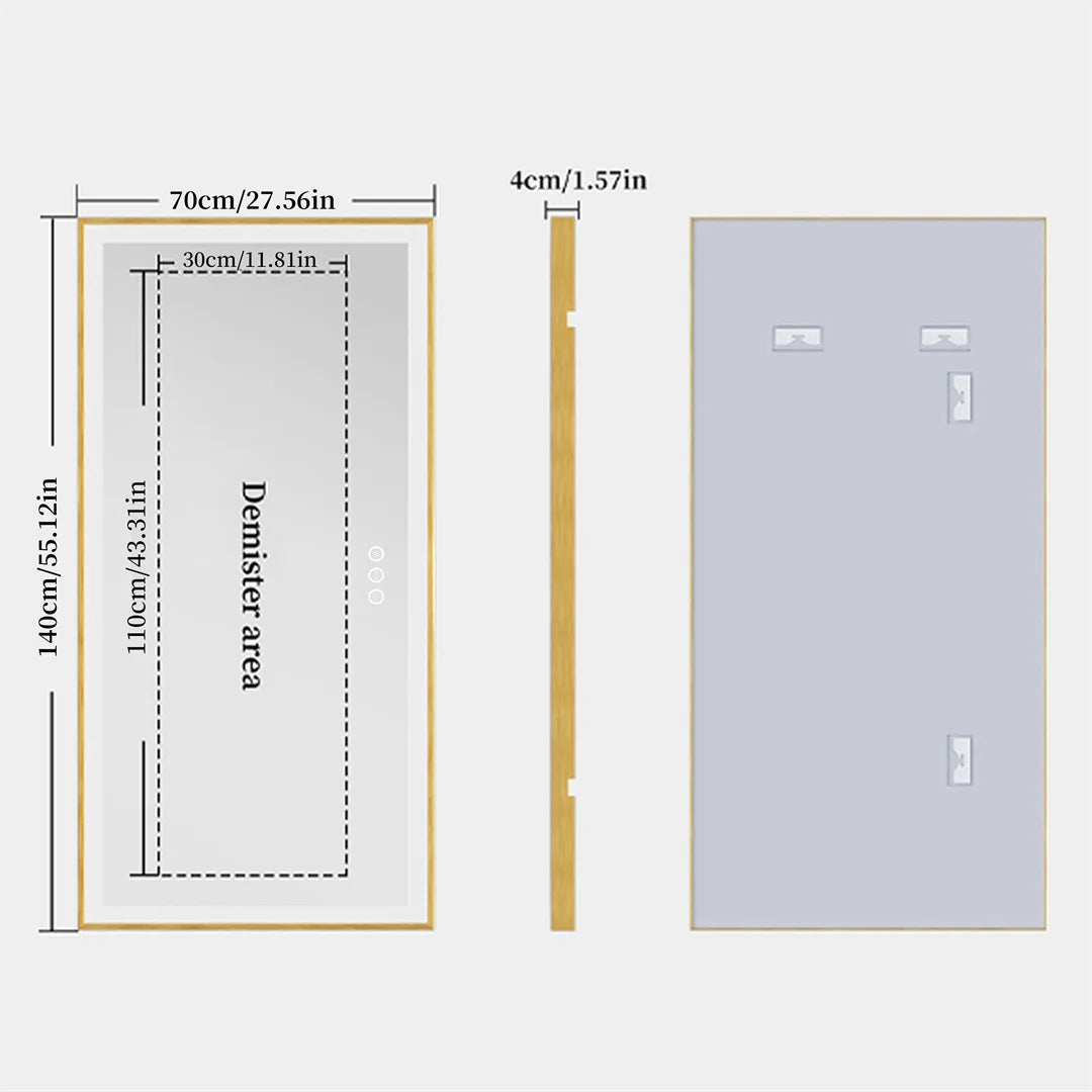 Luvodi Illuminated Bathroom Mirror Gold Frame Wall Mounted