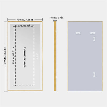 Luvodi Illuminated Bathroom Mirror Gold Frame Wall Mounted