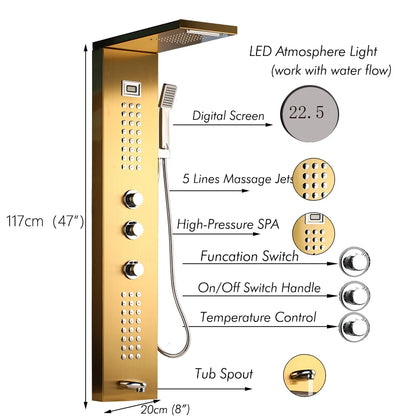 Kemaidi Shower Panel Tower Rainfall Waterfall Bathroom Shower