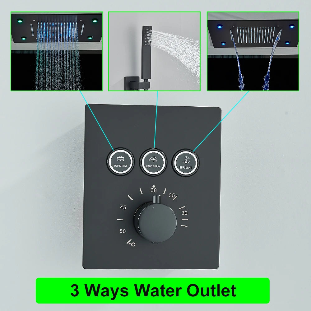 Luxury Thermostatic Shower Faucet Led Shower Sets Ceiling