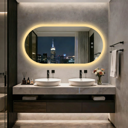 80/100/120cm Long Oval Led Bathroom Mirror Backlit Wall