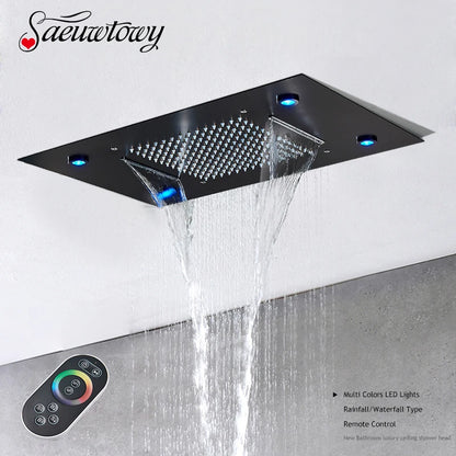 Luxury Bathroom Shower Faucet Led Rainfall/Waterfall Shower Head