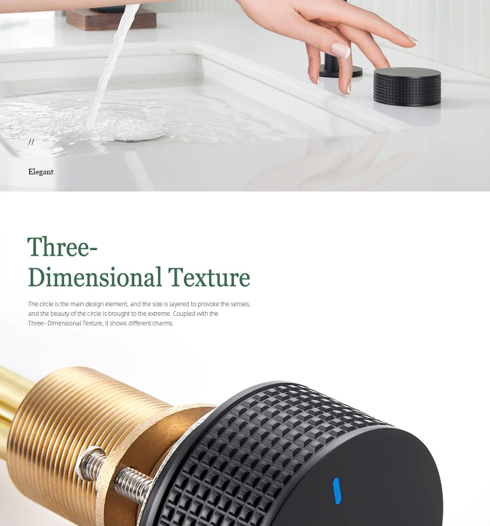 Matte Black Basin Faucet Knurled Knob Sink Tap