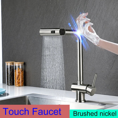 Handfree Grey Touch On Faucet Stainless Steel Cold