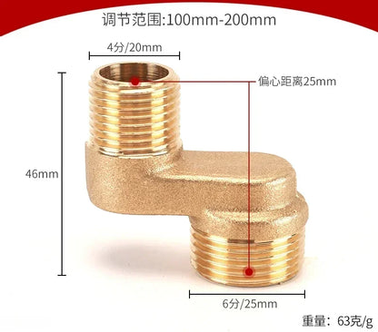 2pcs Brass Shower Faucet Shower Thickened Variable Diameter