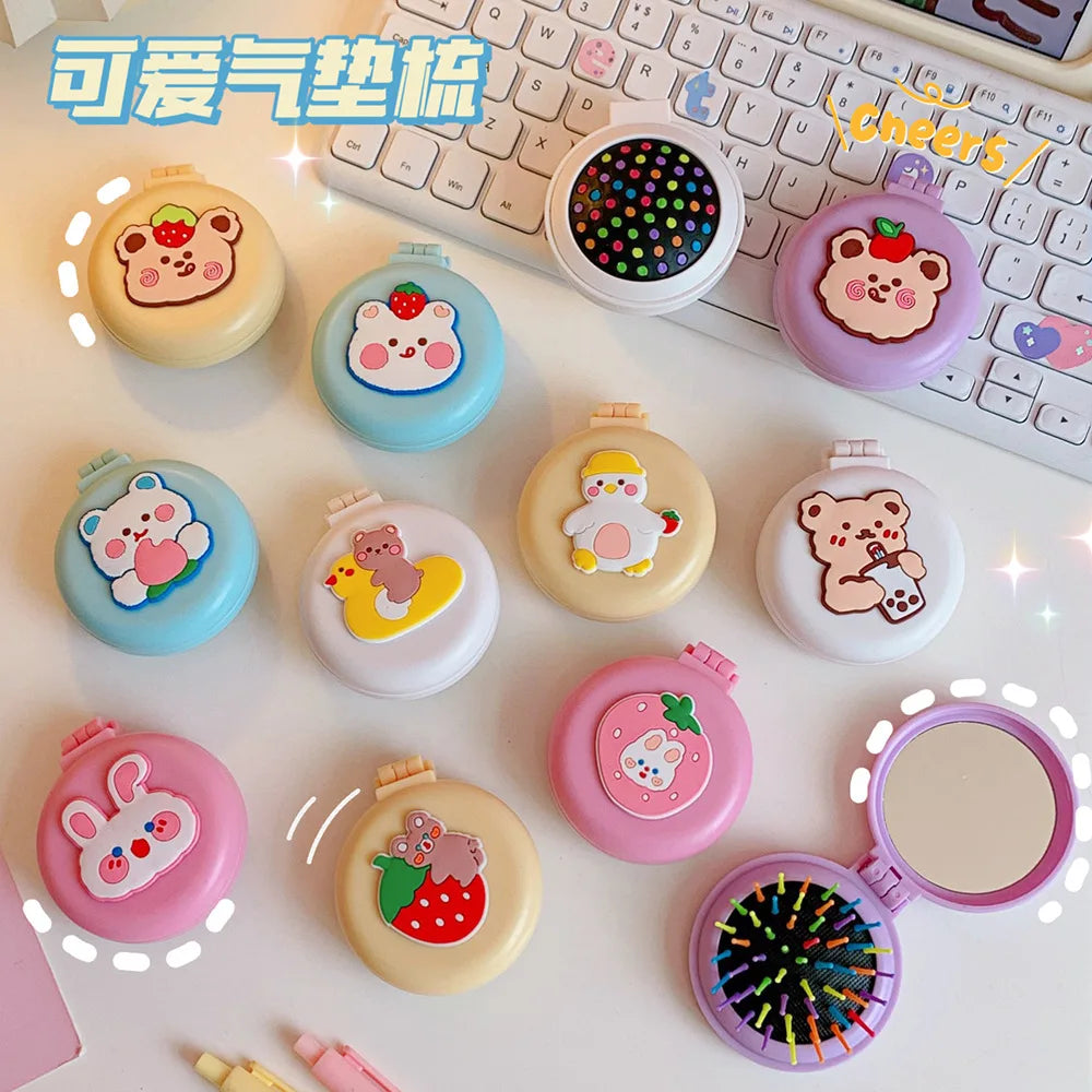 1pcs Mini Cute Folding Air Comb Mirror Compact