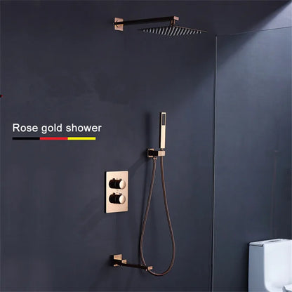 Tuqiu Bathroom Shower Rose Gold Square Rainfall Shower