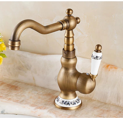 Bathroom Sink Faucet Antique Bronze 360 Degree Turn