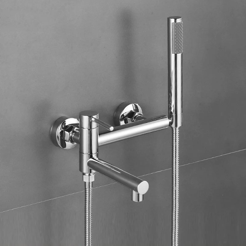 Bathtub Shower Faucet Brass Handle Waterfall Spout Wall
