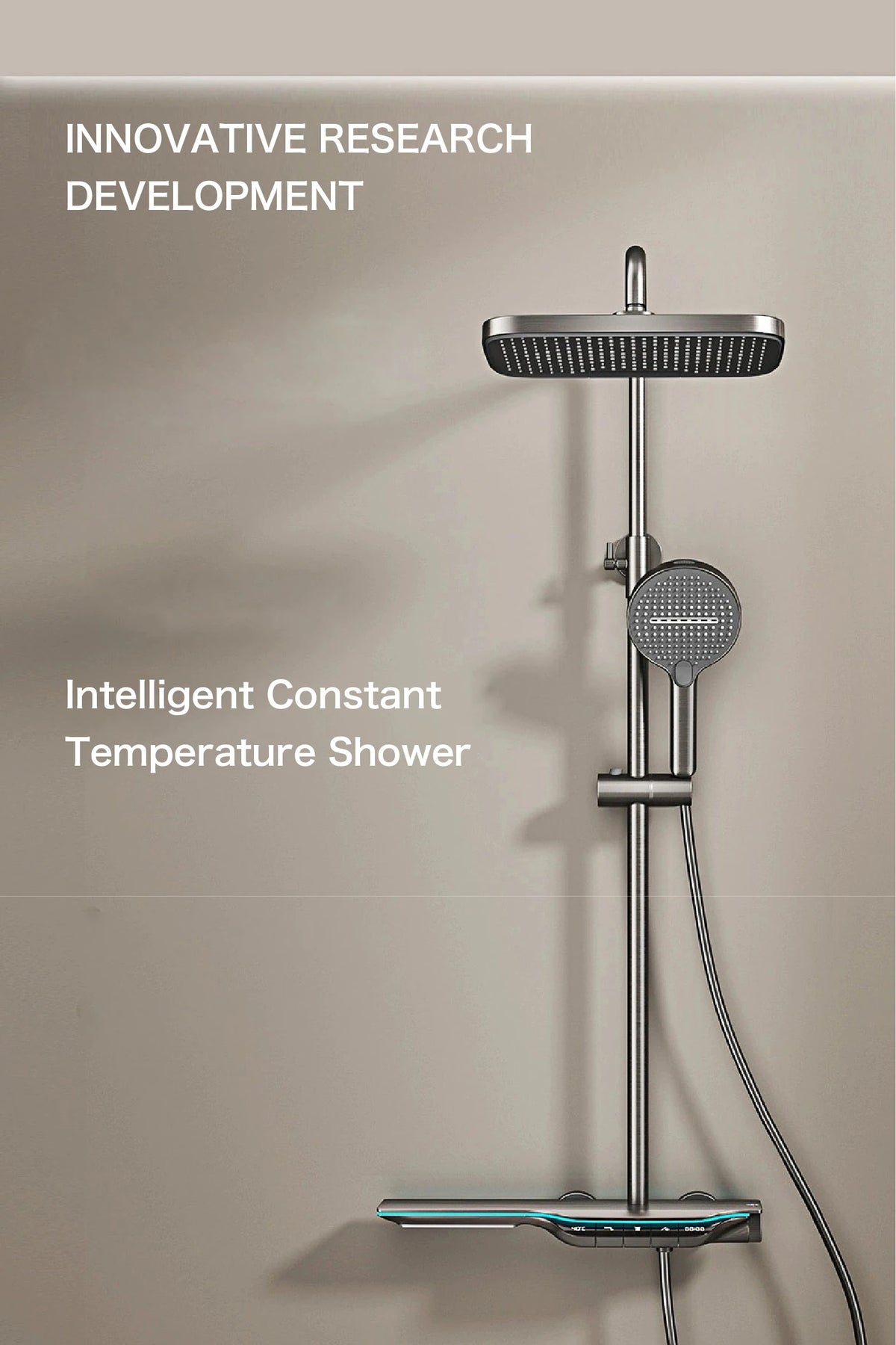 Luxury Brass Gun Gray Shower System Intelligent Led
