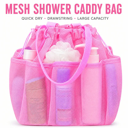 Mesh Shower Caddy Bag Drawstring Bathroom Organizer College