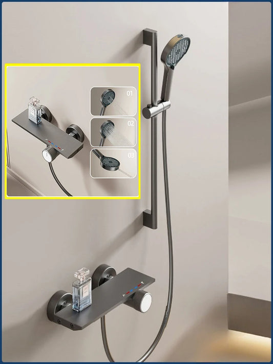 Two Ways Water Outlet Knobbed Bathroom Shower System