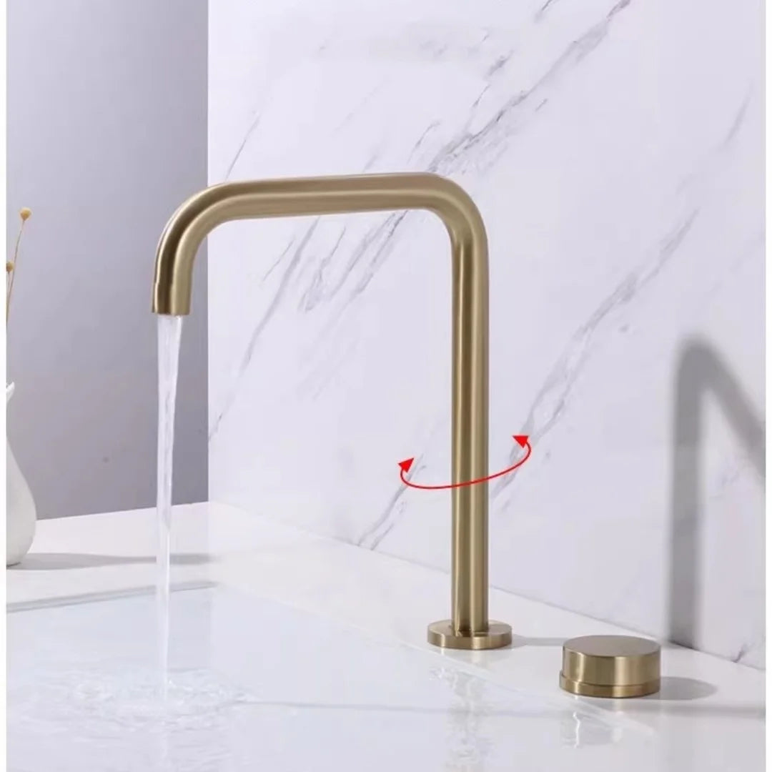 Brushed Gold Basin Faucet Nickel Sink Faucet Two